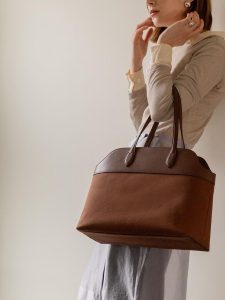 italy leather mixed canvas big shoulder bag